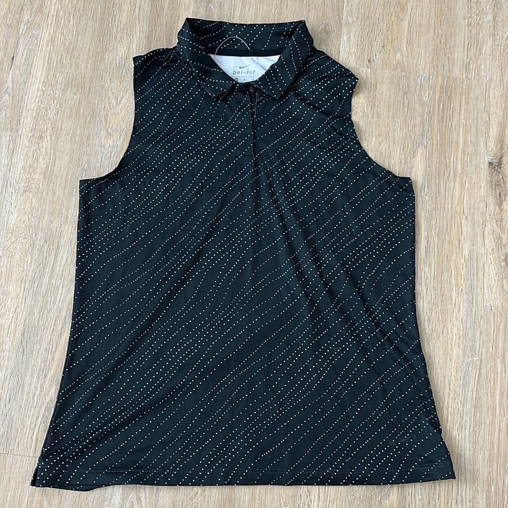 Nike Women’s Dri Fit Golf Polo/Tank Top- Size M. Black with White Dots.
